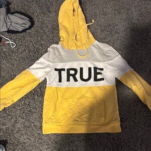 True Religion Yellow and White Crew Neck Sweater